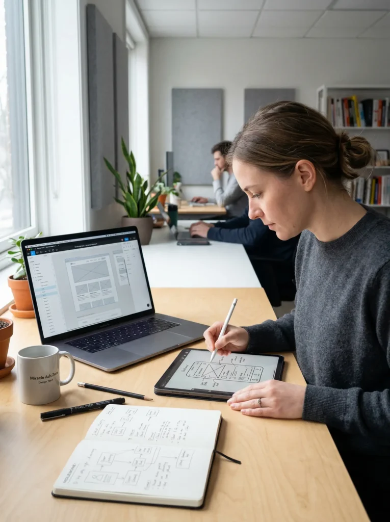 2_ui-ux-design-wireframe-planning-deskmiracle-ads-zo_ui-ux-design-wireframe-planning-desk_miracle-ads-zone_designer_creating_202603262144