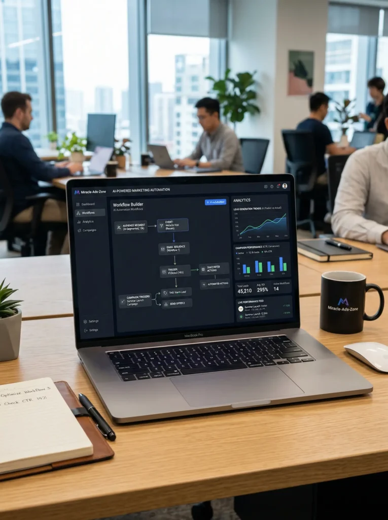 7_ai-powered-marketing-automation-dashboardmiracle-a_ai-powered-marketing-automation-dashboard_miracle-ads-zone_laptop_displaying_202603262155