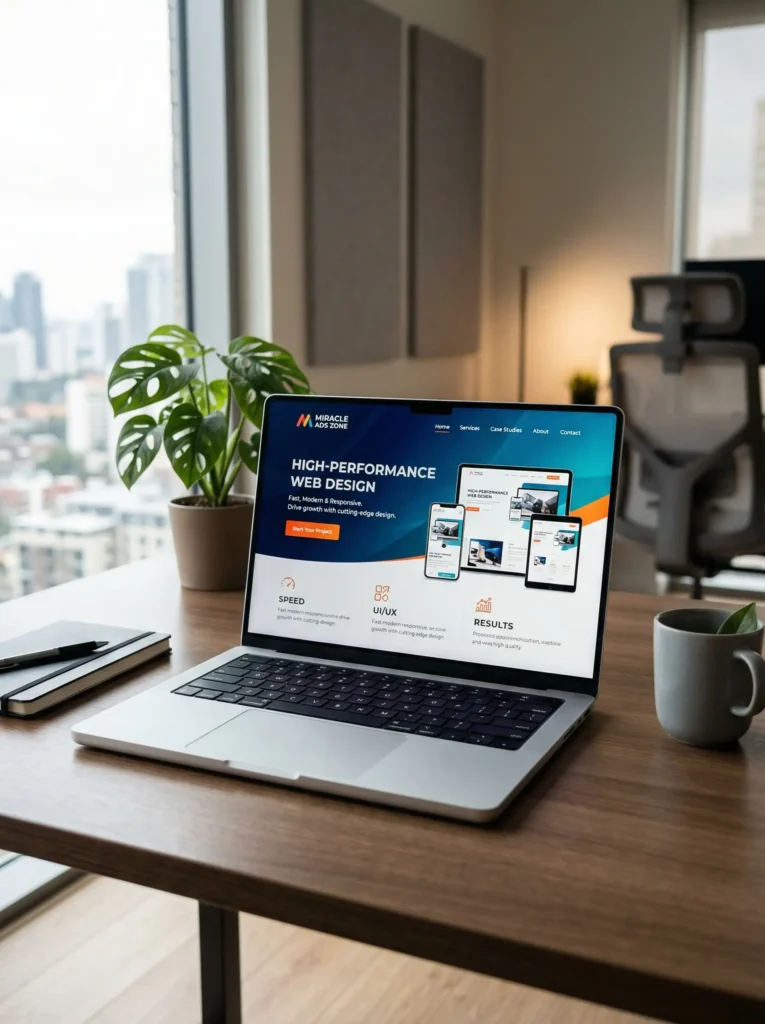 9_high-performance-website-design-displaymiracle-ads_high-performance-website-design-display_miracle-ads-zone_laptop_showcasing_202603262158