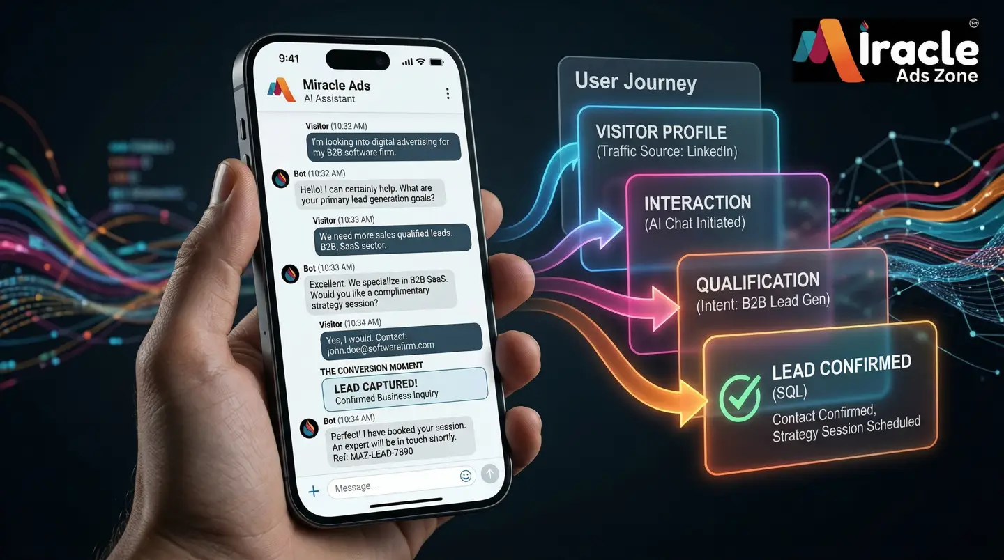 AI chatbot conversation and conversion flow diagram